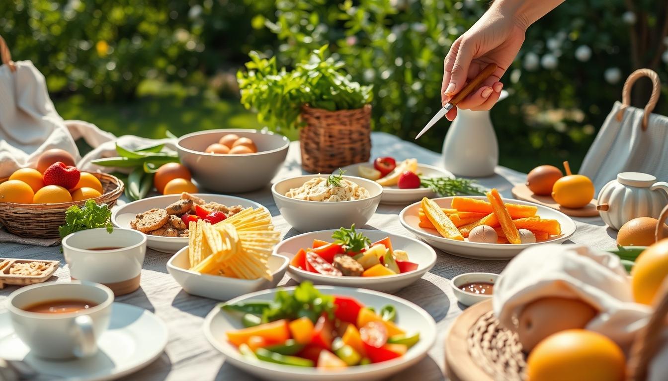 Fresh seasonal ingredients arranged for home cooking